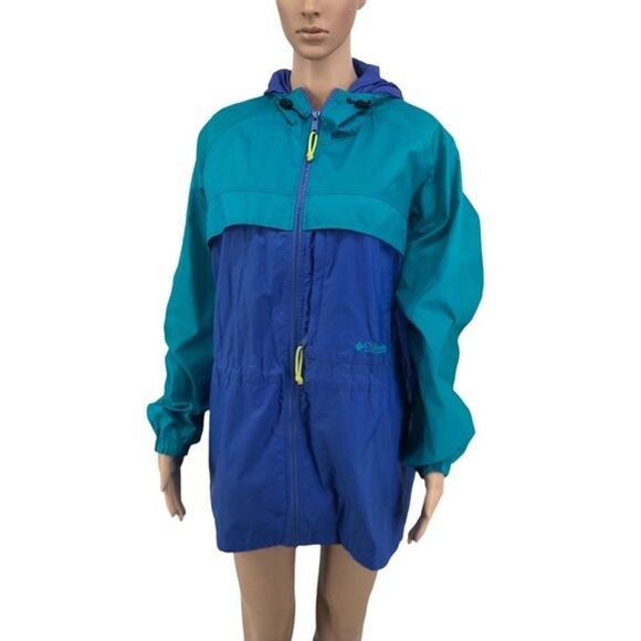 90s Vintage Columbia Packable Color Block Windbreaker Gorpcore  Zip Jacket - Picture 1 of 16